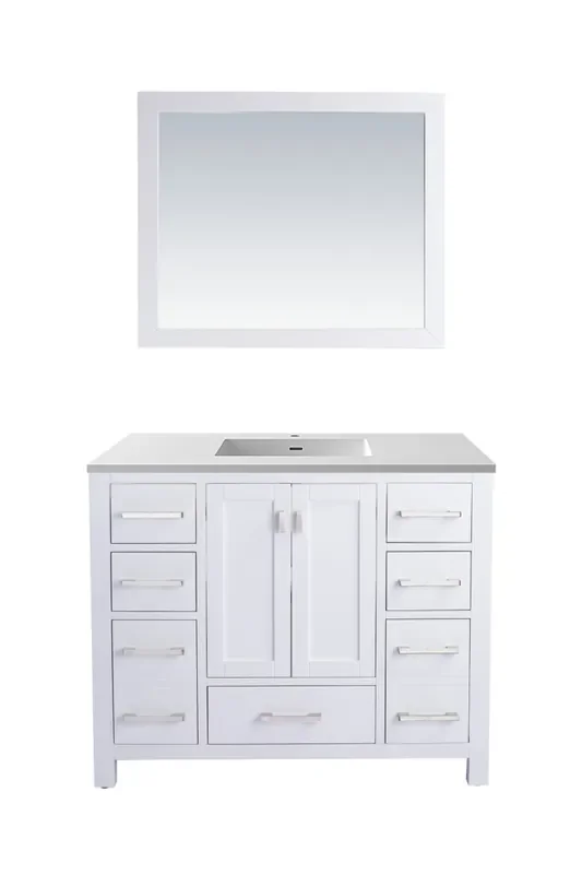 Wilson 42 – White Cabinet + Matte White Viva Stone Solid Surface Countertop