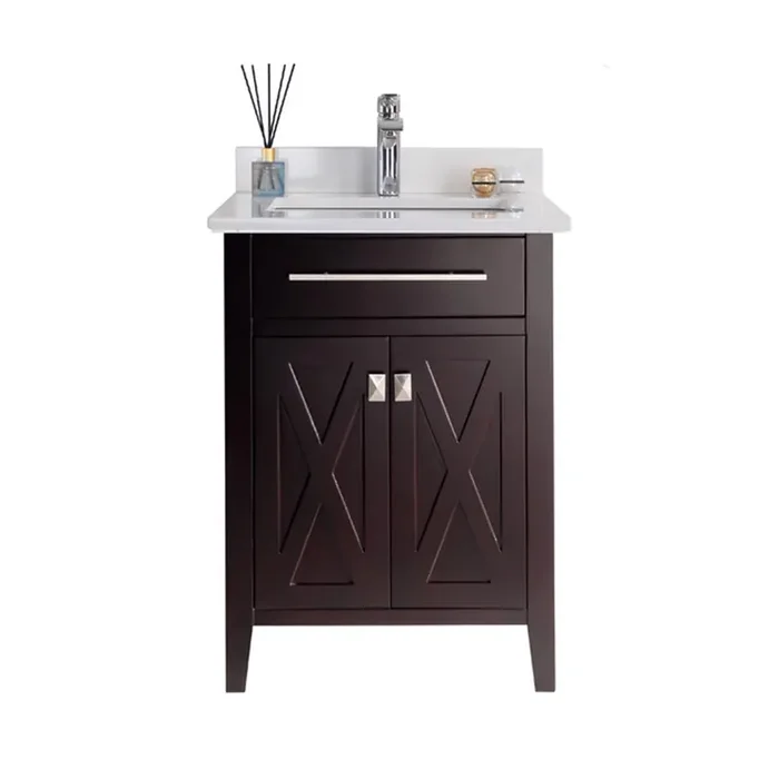 Wimbledon – 24 – Brown Cabinet + White Quartz Countertop