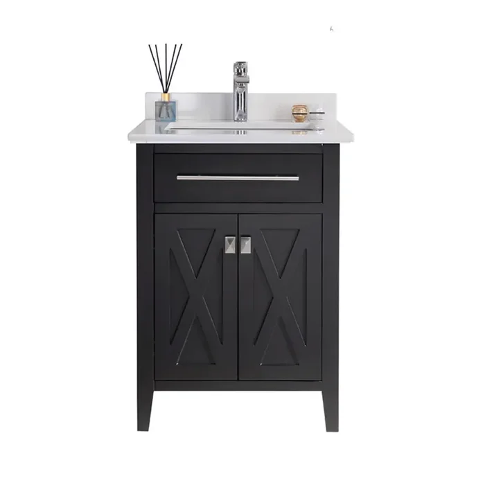 Wimbledon – 24 – Espresso Cabinet + White Quartz Countertop