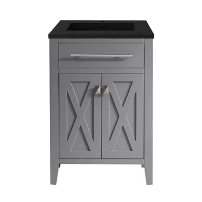 Wimbledon – 24 – Grey Cabinet + Matte Black Viva Stone Solid Surface Countertop