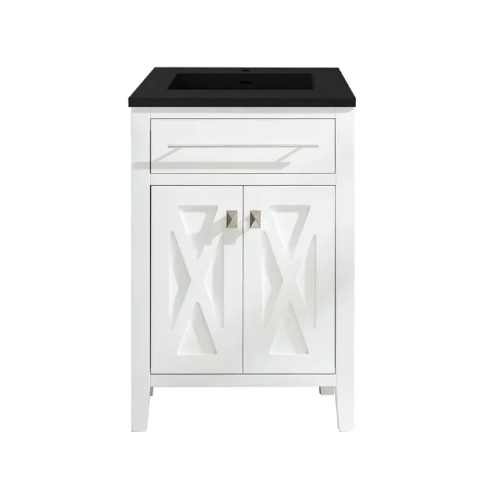 Wimbledon – 24 – White Cabinet + Matte Black Viva Stone Solid Surface Countertop