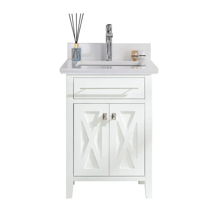 Wimbledon – 24 – White Cabinet + White Quartz Countertop