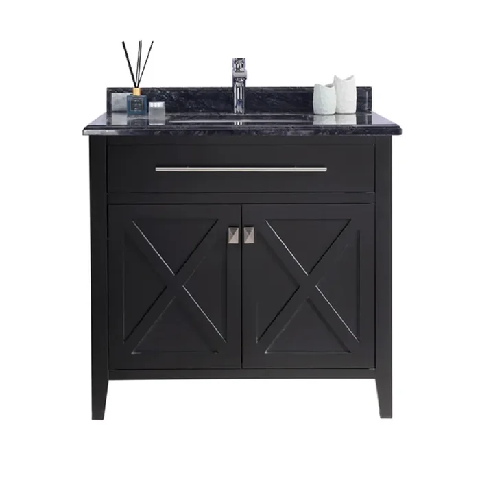 Wimbledon – 36 – Espresso Cabinet + Black Wood Marble Countertop