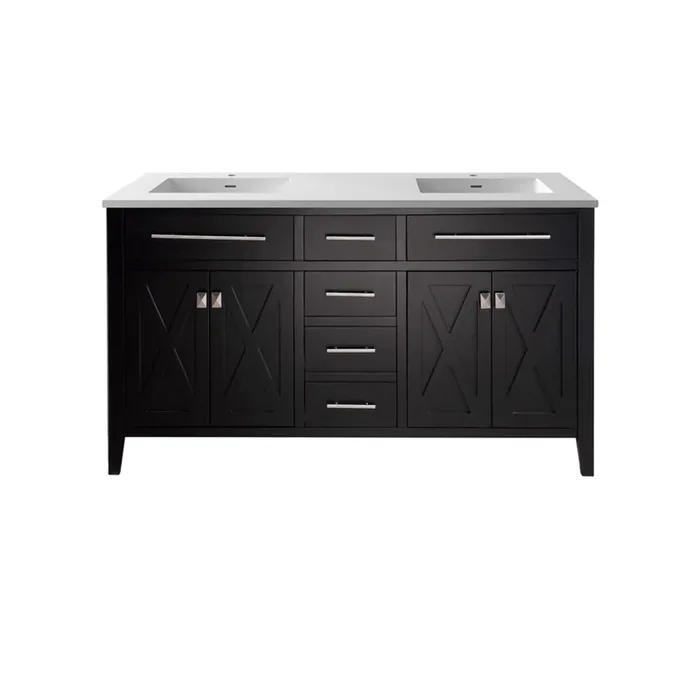 Wimbledon – 60 – Espresso Cabinet + Matte White Viva Stone Solid Surface Countertop