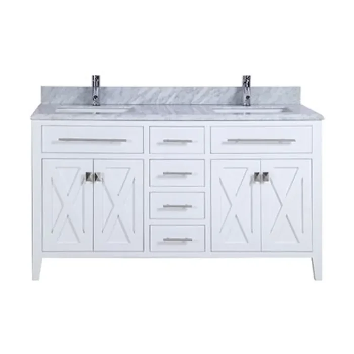 Wimbledon – 60 – White Cabinet + White Carrara Marble Countertop
