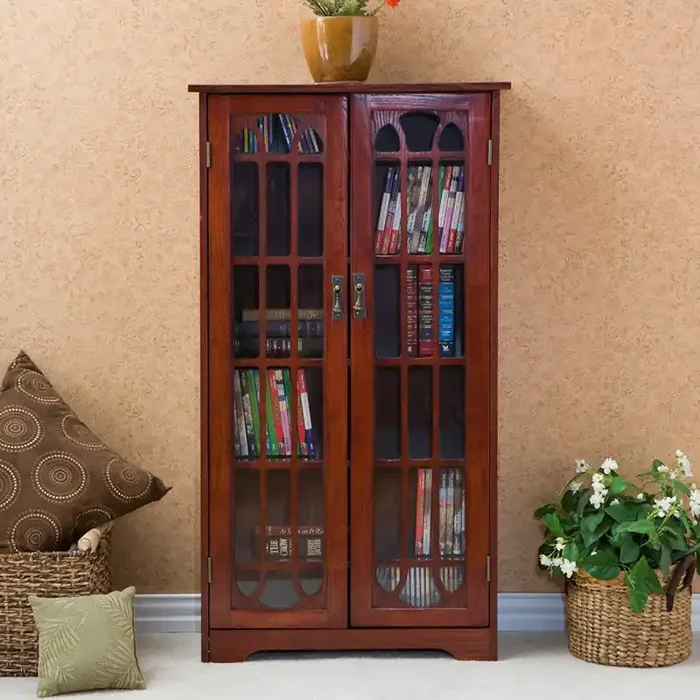 Window Pane Media Cabinet – Cherry