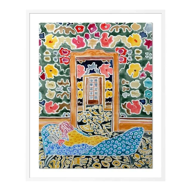 Woman in a Limitless Room by Kate Lewis in White Frame, Medium Art Print