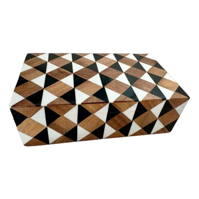Wood Inlaid Geometric Box