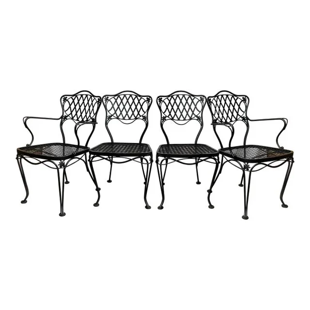 Woodard Florentine Orleans Pattern Iron Patio Chairs – Set of 4