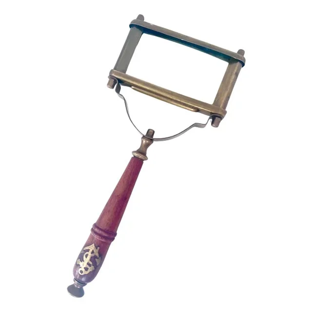 Wooden and Brass Square Faced Magnifying Glass with Nautical Symbol