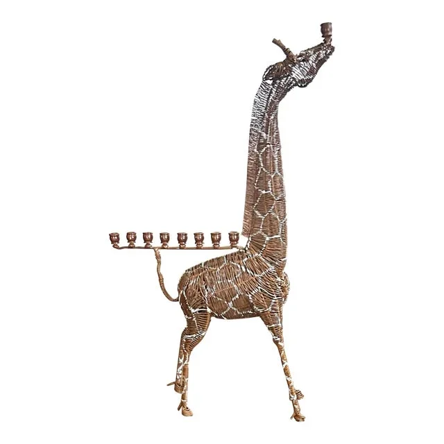 Woven, Wire Giraffe Menorah, Sculpture, Late 20th Century