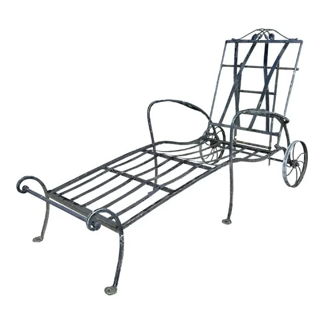 Wrought Iron Salterini Chaise Patio Lounge Chair