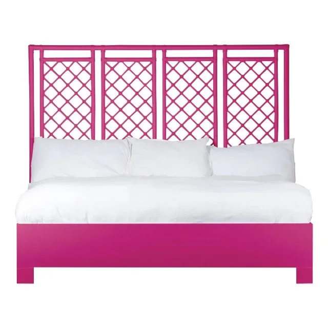 X & Diamond Platform Bed King, Hot Pink