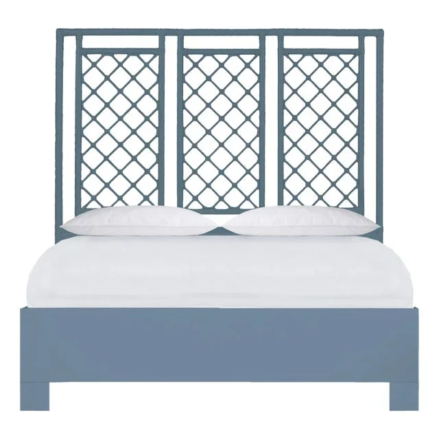 X & Diamond Platform Bed Queen, Regatta Blue