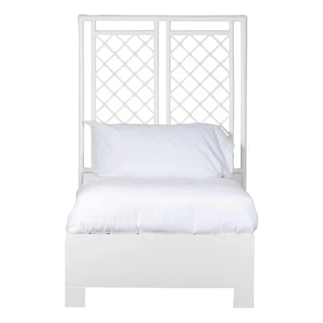X & Diamond Platform Bed Twin, White