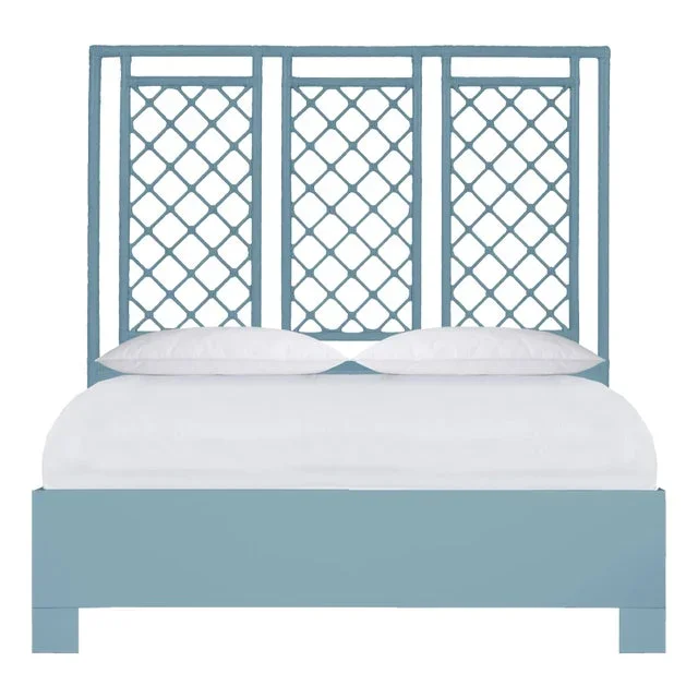 X & Diamond Standard Bed Queen, Pool Blue