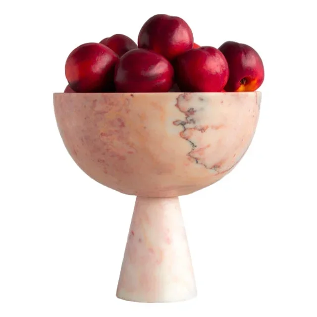 XL Pink Marble Pedestal Bowl from Kiwano Concept