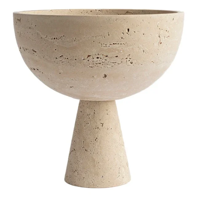 XL Travertine Pedestal Bowl from Kiwano Concept