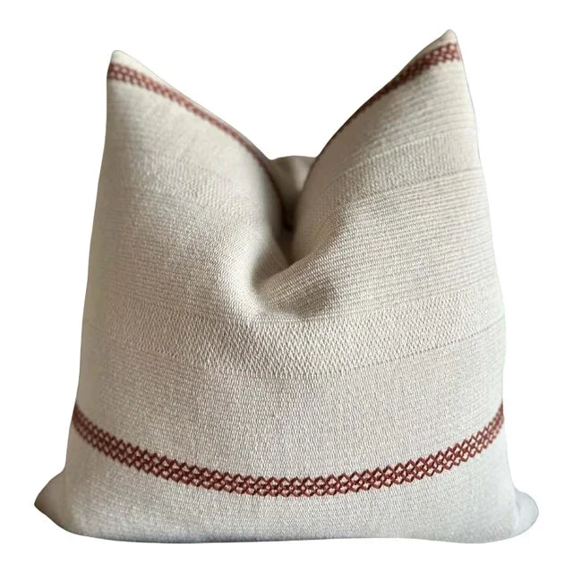 Zak + Fox Embroidered Baratillo Red Pillow With Down Insert