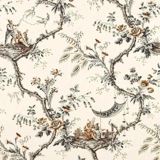 Zoffany Emperors Musician Fabric in Charcoal