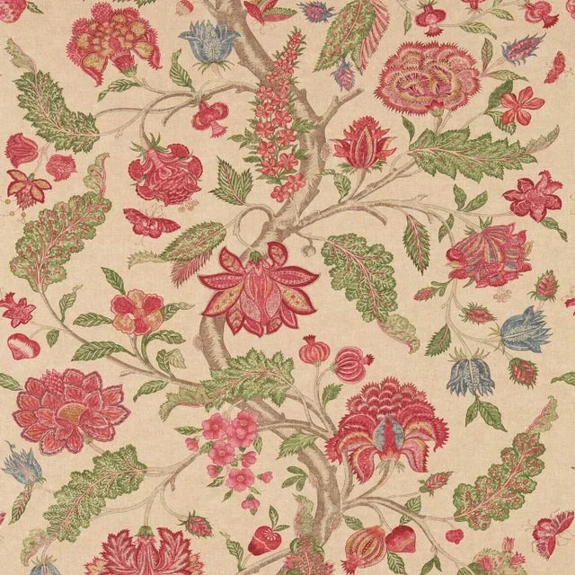 Zoffany Kalamkari Fabric in Red/Green – a Sample