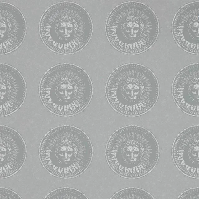 Zoffany Medallion Wallpaper in Silver/Perfect White