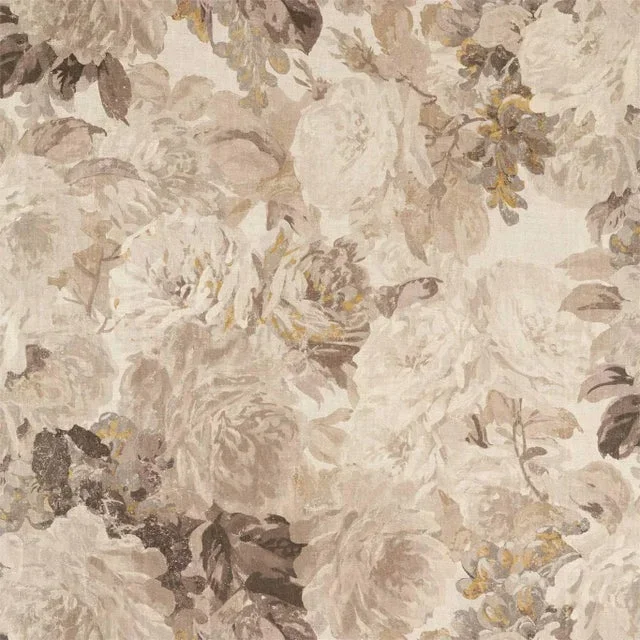 Zoffany Rose Absolute Linen Fabric in White Opal/ Mousseux – a Sample