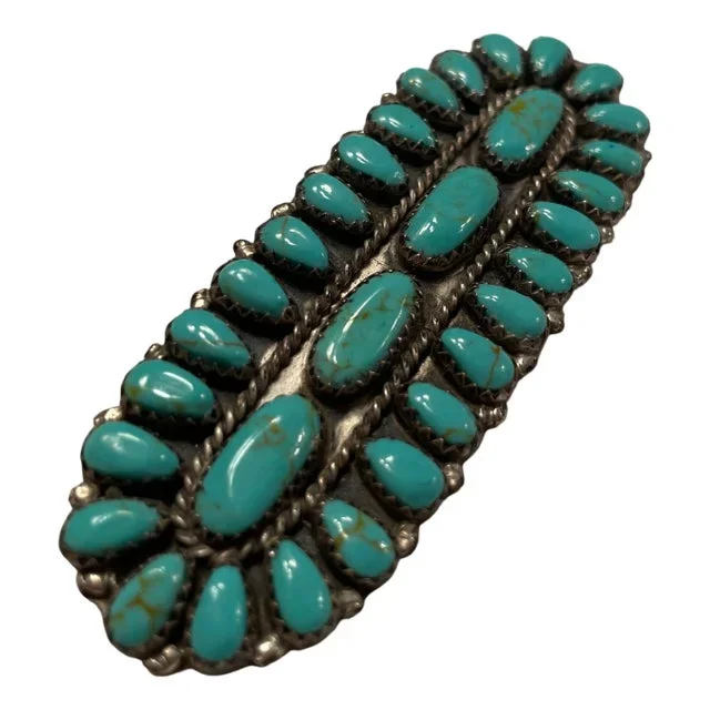 Zuni Brooch in Sterling Silver with Turquoise, 1960s